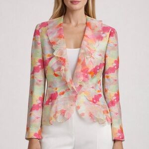 David HAYES Vintage Silk Water Color abstract Print Open Jacket